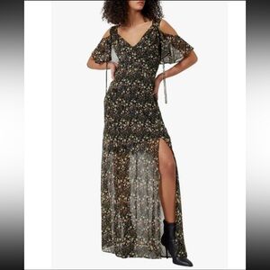 French Connection Hallie Cold Shoulder Dress | Black Floral | Size 8 | NWT